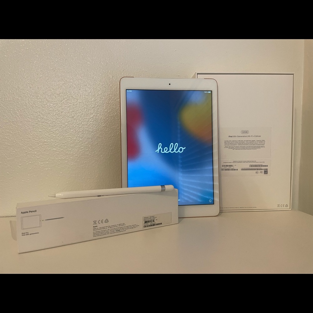 iPad 6th gen cellular + pencil 1st gen